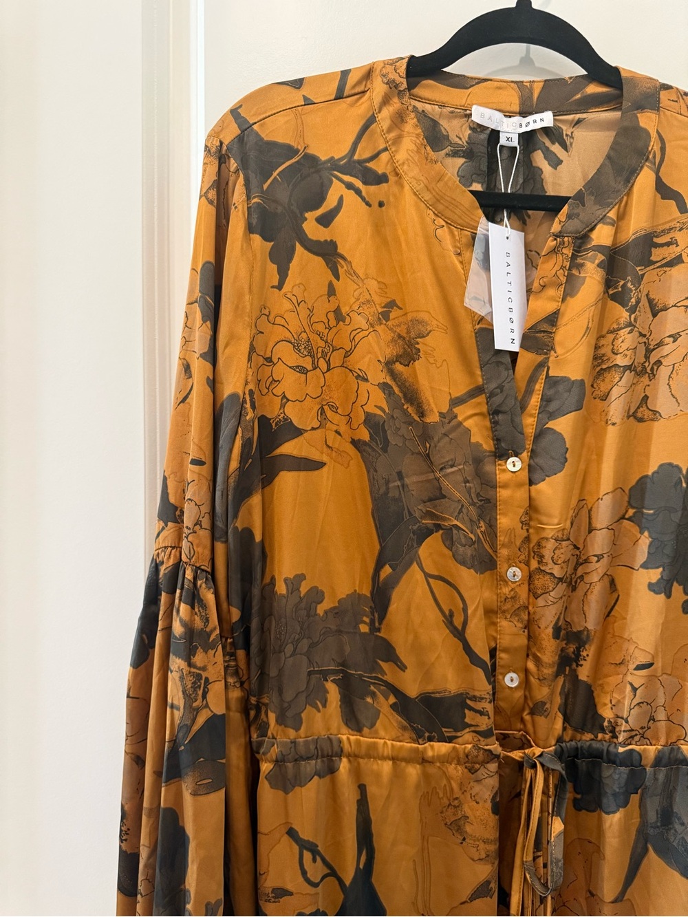 Baltic Born Mustard Floral Tie-Waist Long Sleeve Dress - Picture 4 of 5